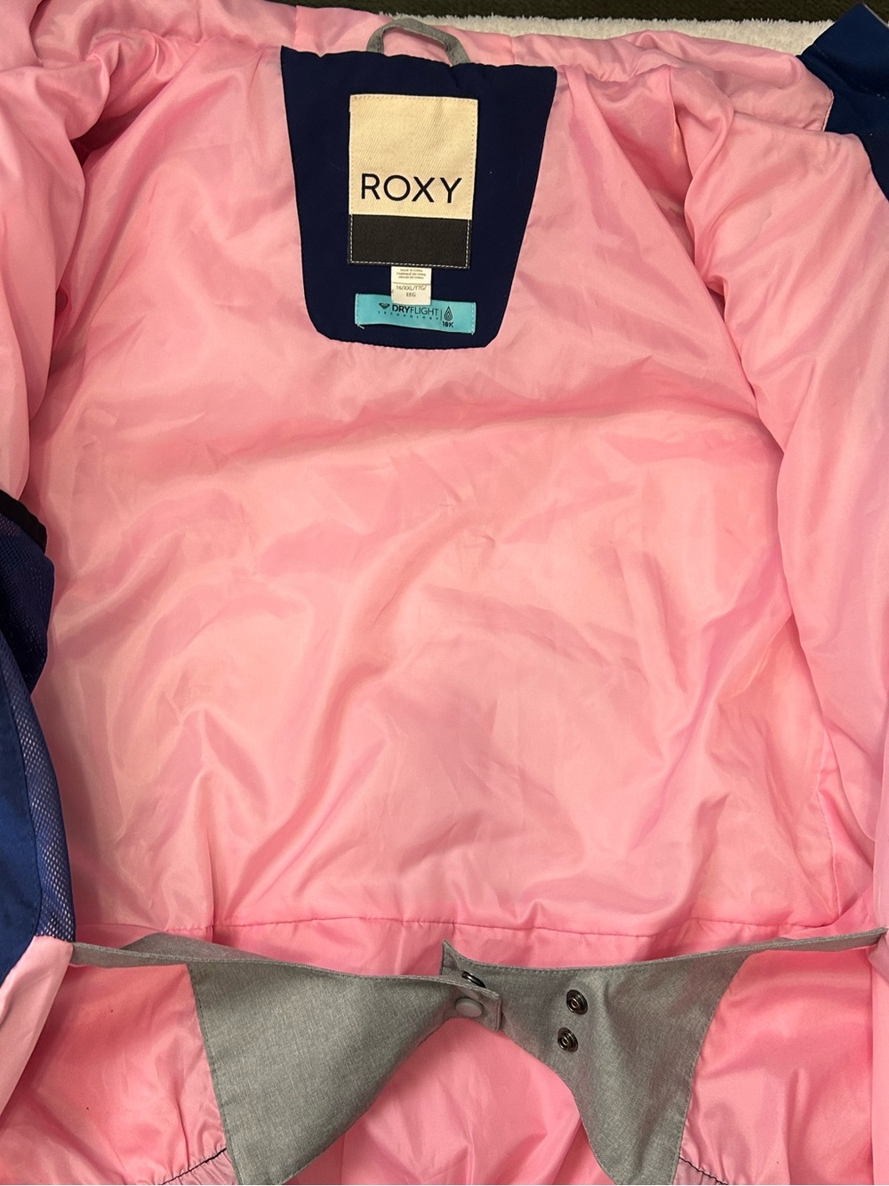 Roxy Girls Youth 16 XXL Ski Snow Jacket DryFlight 10K Navy Print - Picture 10 of 15